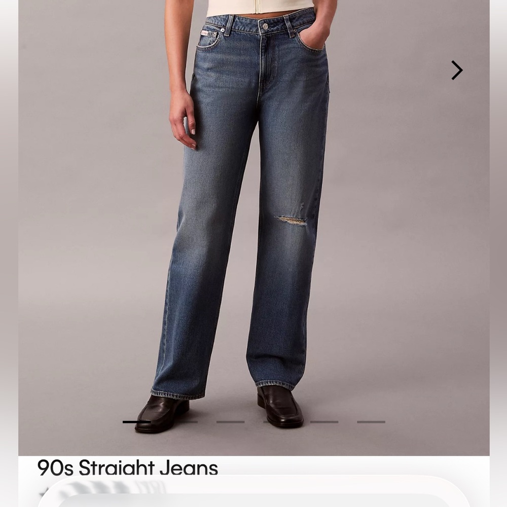 NWOT Calvin Klein Women's Mid-Rise 90’s Straight Leg Jeans in Blue Crest 27 Long
